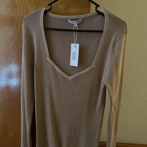 Baltic Born Maria Sweetheart Ribbed Top | Tan